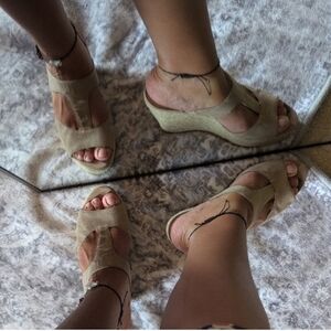 Boston Proper Tan Wedge Sandals
